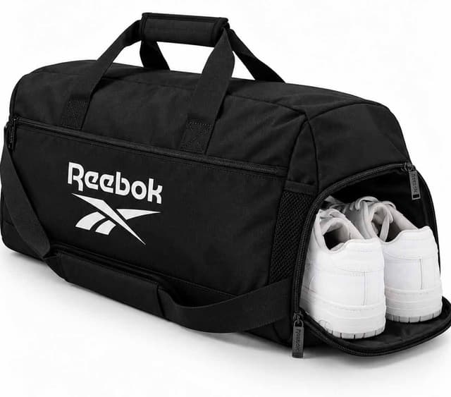 کیف ورزشی یونیسکس Reebok مشکی با بخش کفش و بند دوشی 55X25X25CM کیف ورزشی یونیسکس Reebok مشکی با بخش کفش و بند دوشی 55X25X25CM
