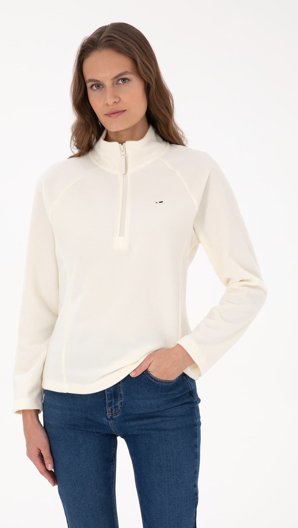 سوئیشرت پولار زنانه U.S. Polo Assn. کرم با زیپ یقه ایستاده مدل 50316714-VR256 سوئیشرت پولار زنانه U.S. Polo Assn. کرم با زیپ یقه ایستاده مدل 50316714-VR256