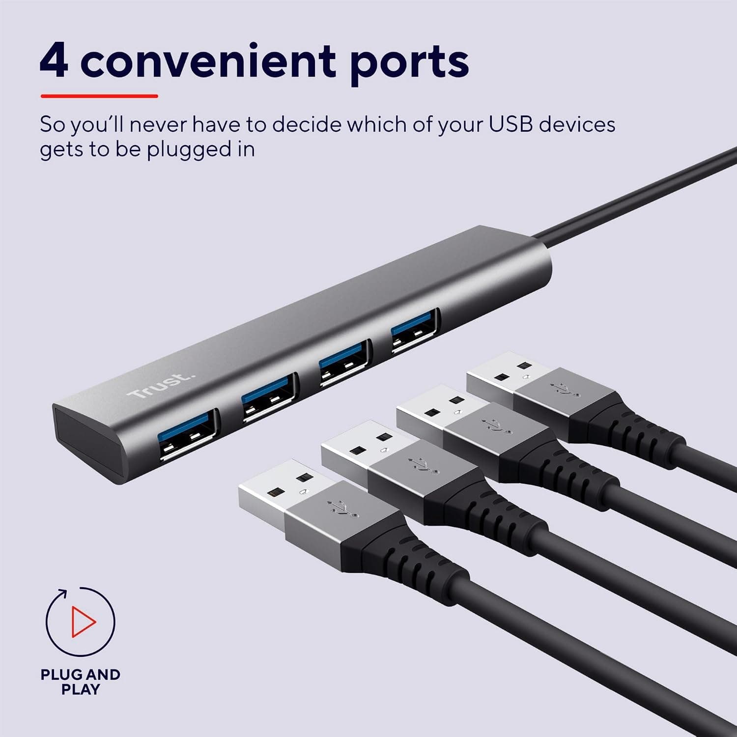 هاب USB چهار پورت Trust Halyx 3.2 با کابل 10 cm هاب USB چهار پورت Trust Halyx 3.2 با کابل 10 cm