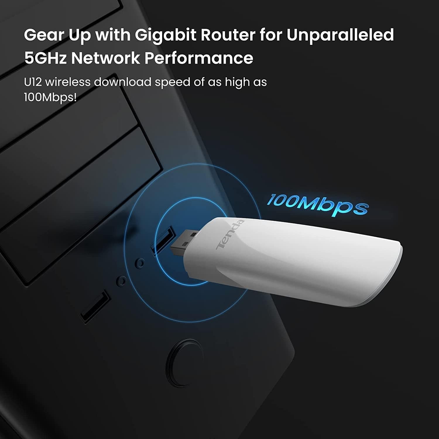آداپتور USB بیسیم دو بانده Tenda سفید AC 1300 Mbps با سرعت 400-867 Mbps مدل U12 آداپتور USB بیسیم دو بانده Tenda سفید AC 1300 Mbps با سرعت 400-867 Mbps مدل U12