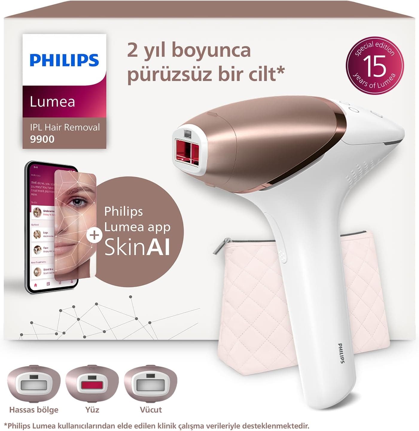 دستگاه رفع موهای زائد IPL Philips سری Lumea 9900 با اپلیکیشن SkinAI، مدل BRI953/01، 3 سری و کیف دستگاه رفع موهای زائد IPL Philips سری Lumea 9900 با اپلیکیشن SkinAI، مدل BRI953/01، 3 سری و کیف