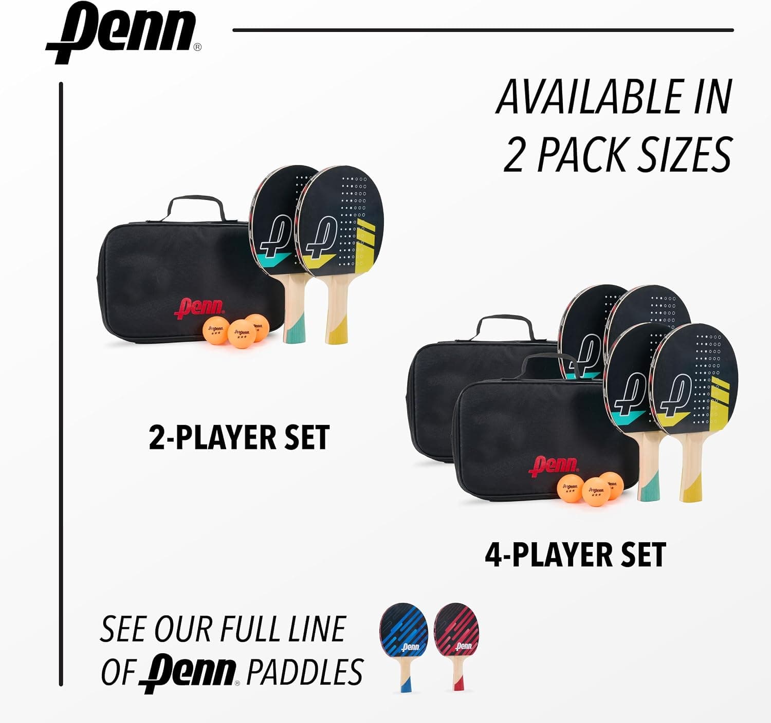 راکت پینگپنگ EastPoint Sports مدل Penn 5.0، تکی یا کیت ۲ یا ۴ نفره با توپ و کیف نگهداری راکت پینگپنگ EastPoint Sports مدل Penn 5.0، تکی یا کیت ۲ یا ۴ نفره با توپ و کیف نگهداری
