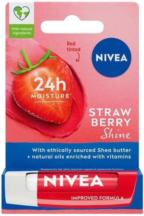 بالم لب NIVEA با رایحه توت فرنگی و درخشش قرمز ملایم 4.8gr بالم لب NIVEA با رایحه توت فرنگی و درخشش قرمز ملایم 4.8gr