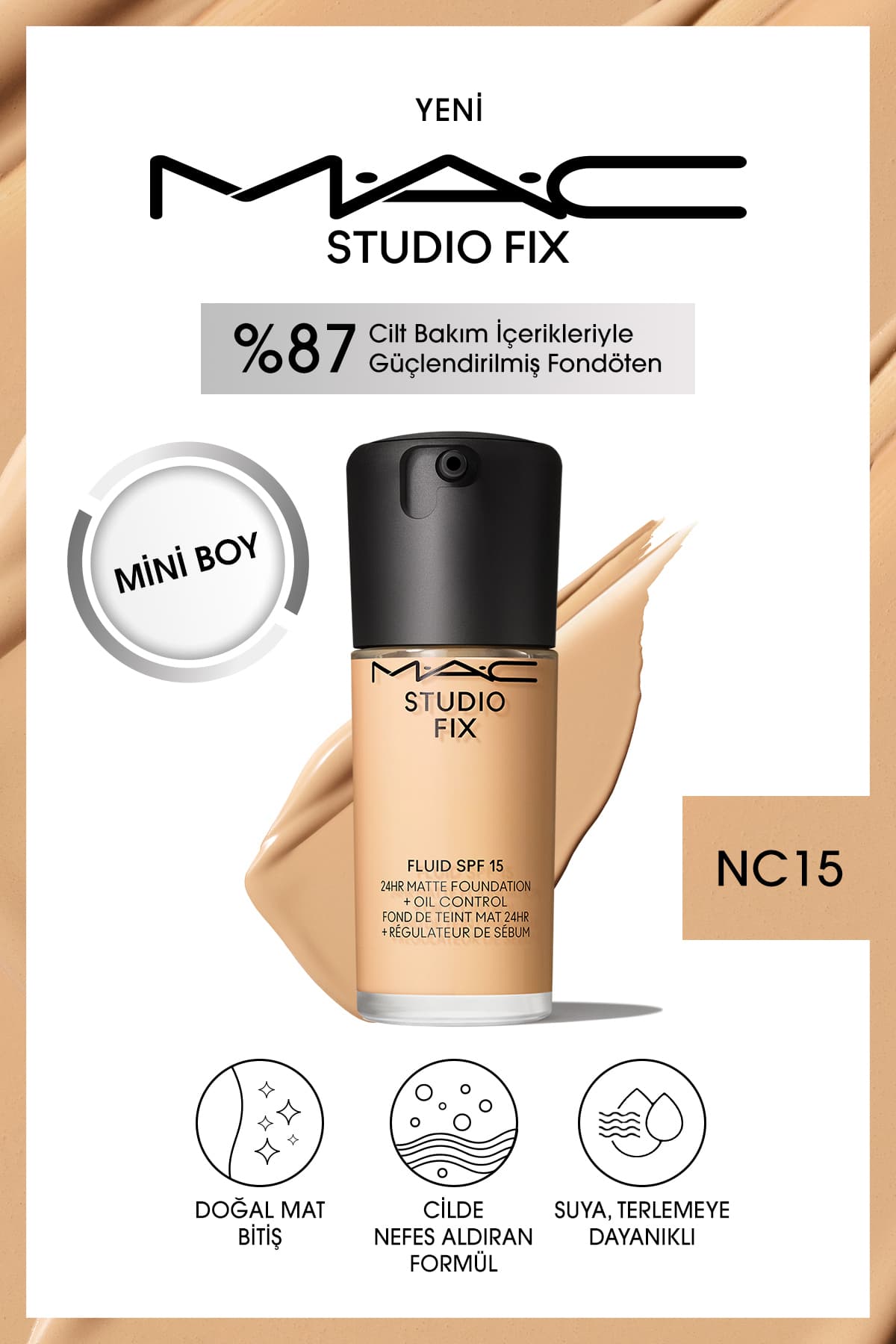 کرمپودر مایع مات Mac Studio Fix Fluid SPF 15 مدل NC15 15 ml کرمپودر مایع مات Mac Studio Fix Fluid SPF 15 مدل NC15 15 ml