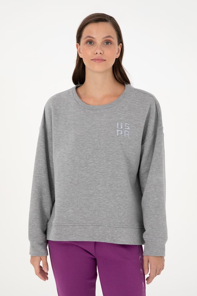 سویشرت زنانه U.S. Polo Assn. یقه گرد بیسیک طوسی ملانژ مدل 50296919-VR086 سویشرت زنانه U.S. Polo Assn. یقه گرد بیسیک طوسی ملانژ مدل 50296919-VR086