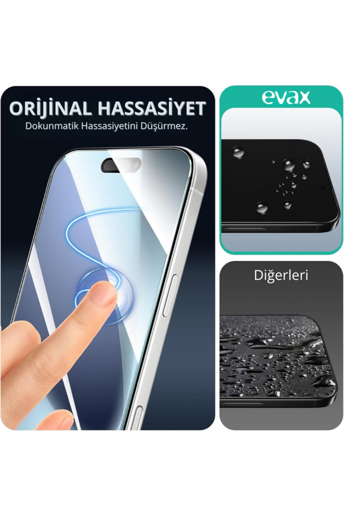 محافظ صفحهنمایش EVAX سازگار با iPhone 17 Pro Max شیشهای 9H بسته 3 عددی محافظ صفحهنمایش EVAX سازگار با iPhone 17 Pro Max شیشهای 9H بسته 3 عددی