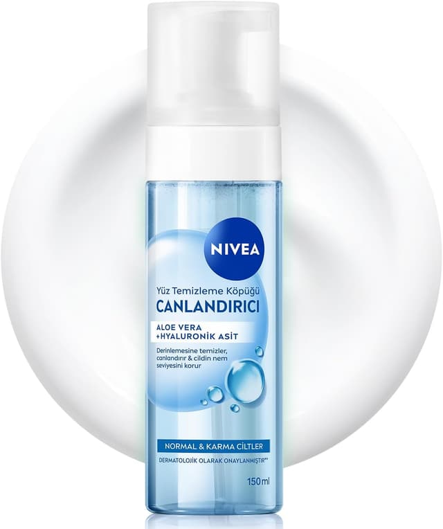 فوم پاککننده صورت مناسب پوست مختلط و نرمال NIVEA طراوتبخش با آلوئهورا و اسید هیالورونیک 150ml فوم پاککننده صورت مناسب پوست مختلط و نرمال NIVEA طراوتبخش با آلوئهورا و اسید هیالورونیک 150ml