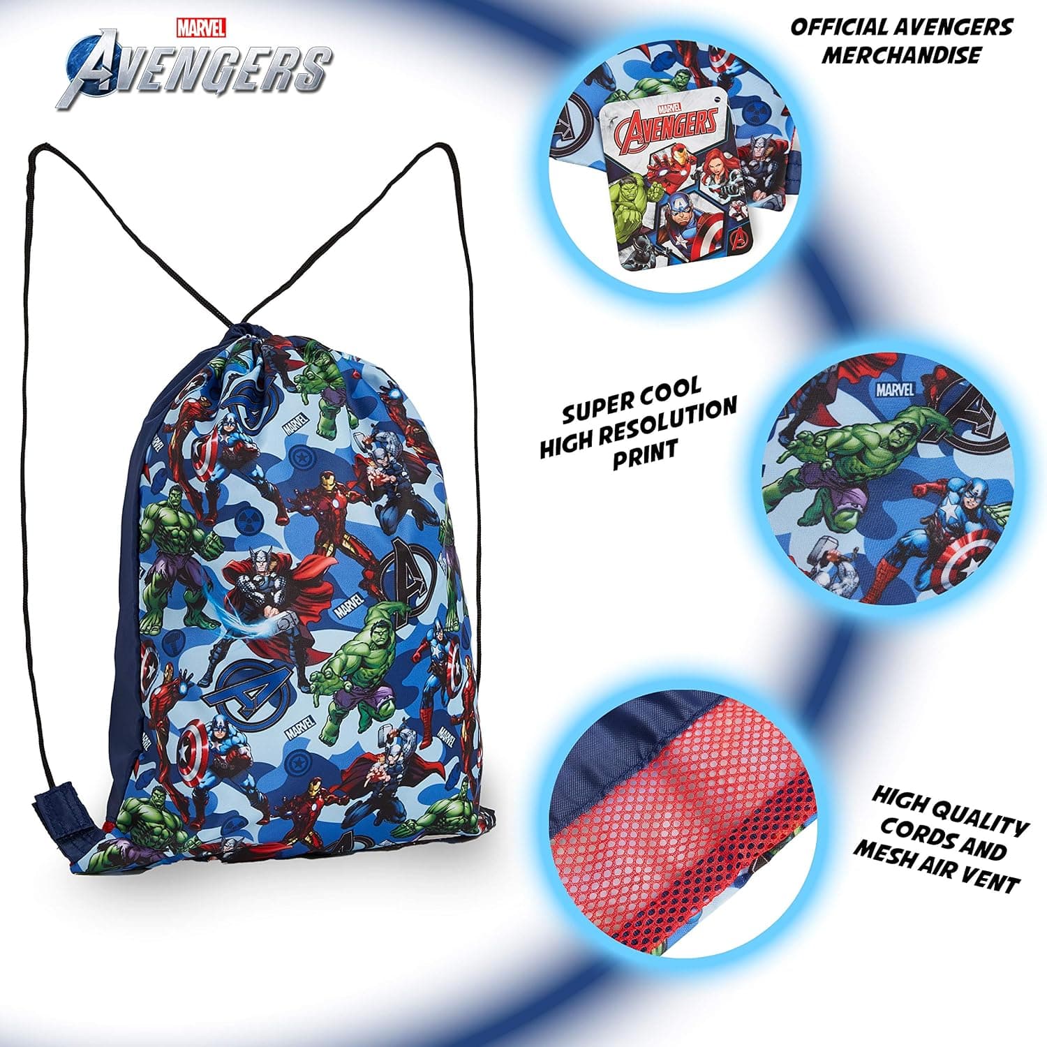 کولهپشتی کوچک کودکانه Marvel همراه ساک بندکششی برای ورزش، مدرسه، سفر و استخر کولهپشتی کوچک کودکانه Marvel همراه ساک بندکششی برای ورزش، مدرسه، سفر و استخر