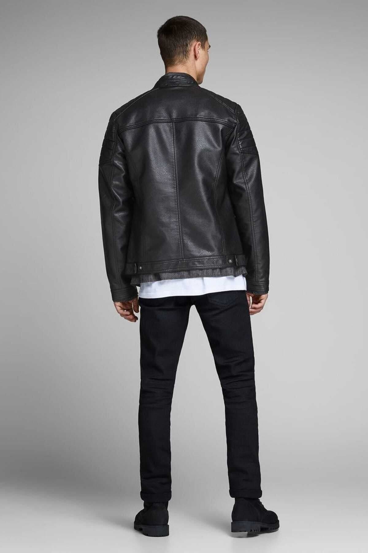 کت چرم مردانه Jack & Jones مدل Jcorocky مشکی کت چرم مردانه Jack & Jones مدل Jcorocky مشکی