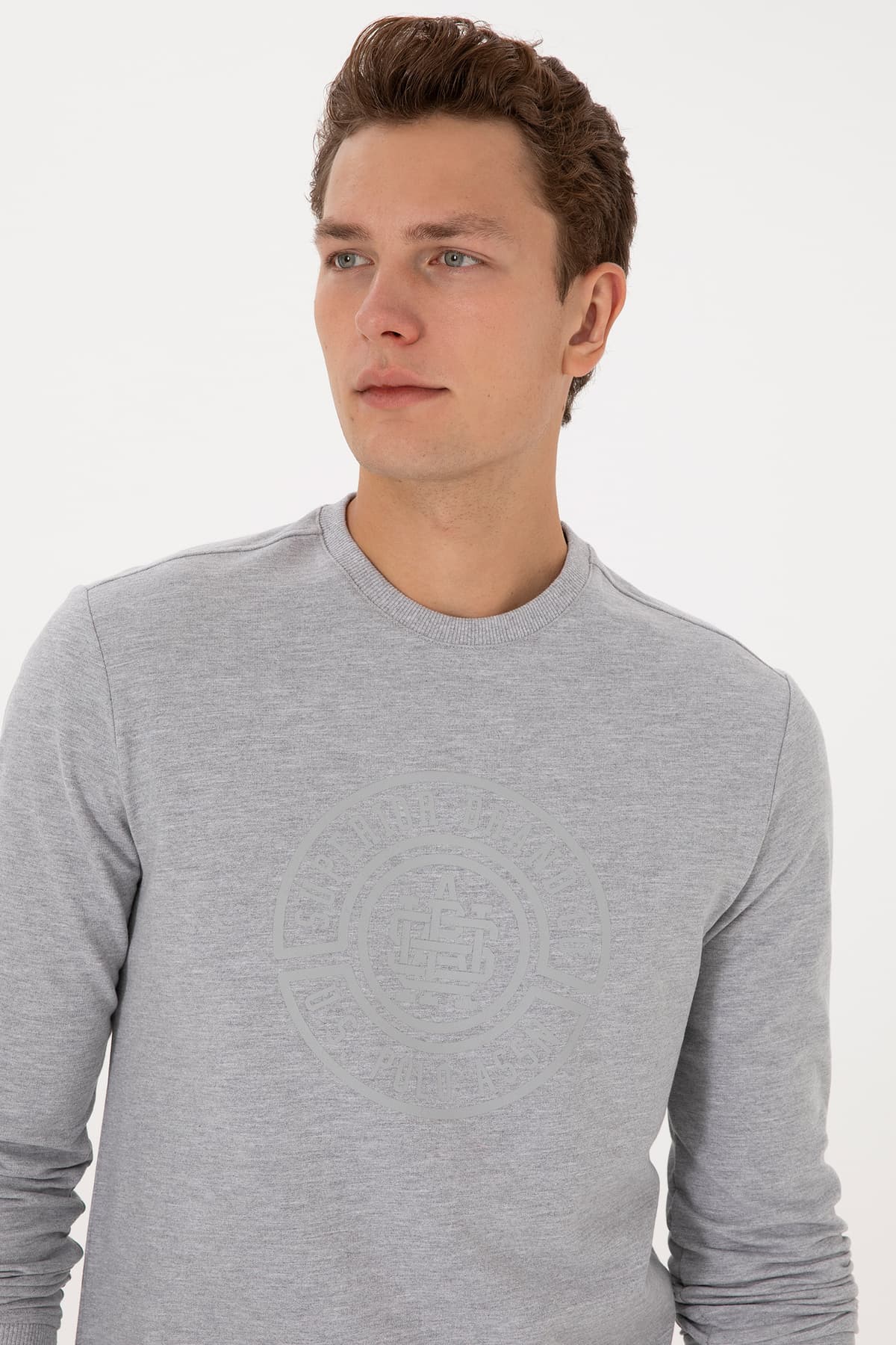 سوئیشرت مردانه U.S. Polo Assn. فیت معمولی یقه گرد خاکستری ملانژ نازک مدل 50324788-VR086 سوئیشرت مردانه U.S. Polo Assn. فیت معمولی یقه گرد خاکستری ملانژ نازک مدل 50324788-VR086
