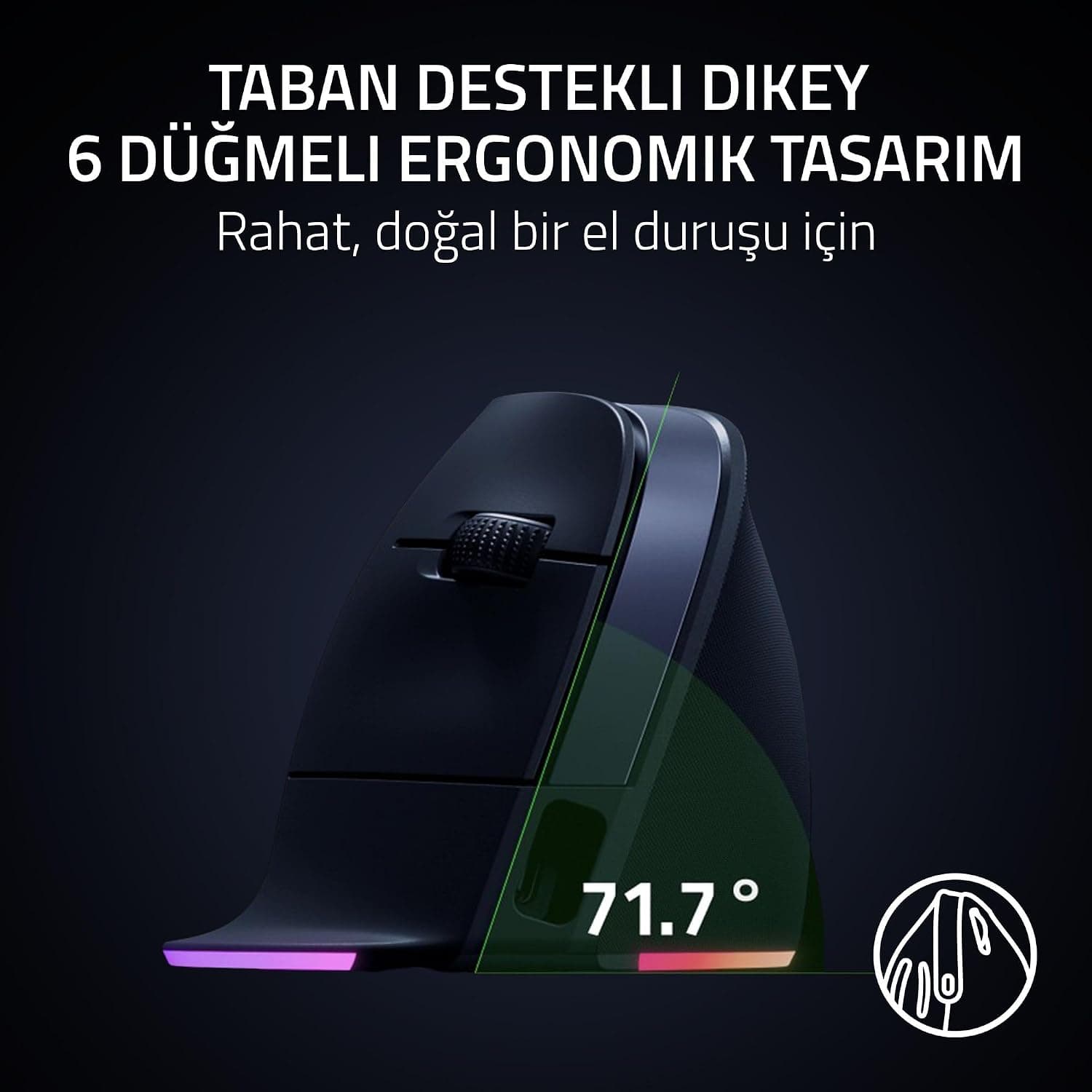ماوس عمودی بیسیم ارگونومیک راستدست Razer Pro Click V2 مشکی با حسگر اپتیکال 30K ماوس عمودی بیسیم ارگونومیک راستدست Razer Pro Click V2 مشکی با حسگر اپتیکال 30K