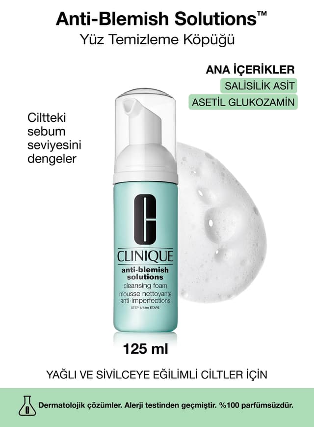 پاککننده کفی صورت Clinique Anti-Blemish Solutions با تنظیم چربی پوست 125 ml پاککننده کفی صورت Clinique Anti-Blemish Solutions با تنظیم چربی پوست 125 ml