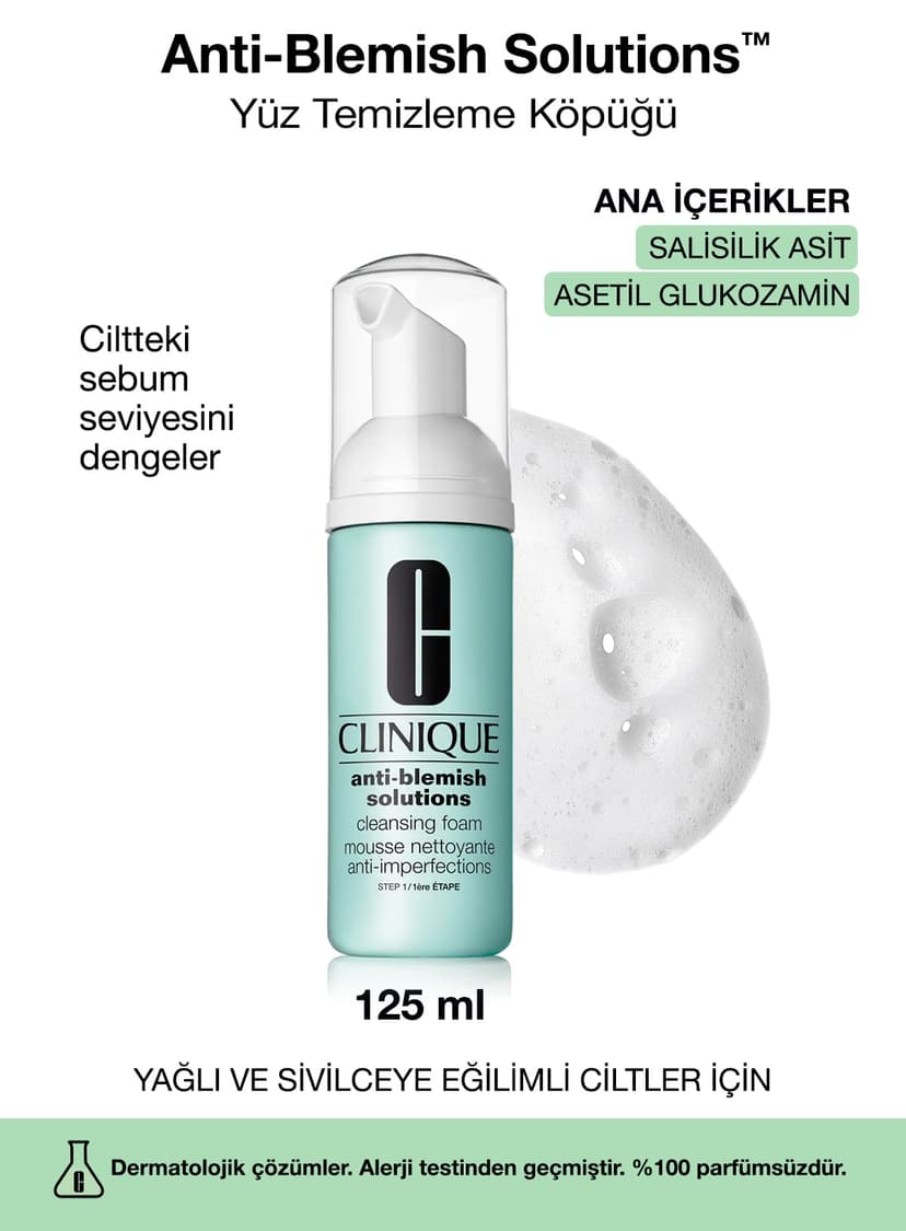 پاککننده کفی صورت Clinique Anti-Blemish Solutions با تنظیم چربی پوست 125 ml پاککننده کفی صورت Clinique Anti-Blemish Solutions با تنظیم چربی پوست 125 ml