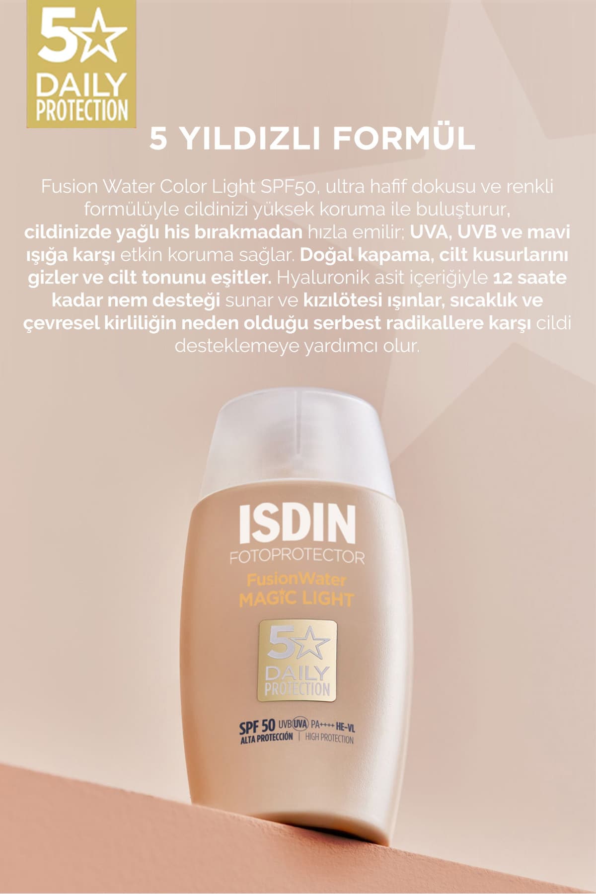 کرم ضد آفتاب رنگی صورت ISDIN Fusion Water Light SPF 50 50 ml کرم ضد آفتاب رنگی صورت ISDIN Fusion Water Light SPF 50 50 ml