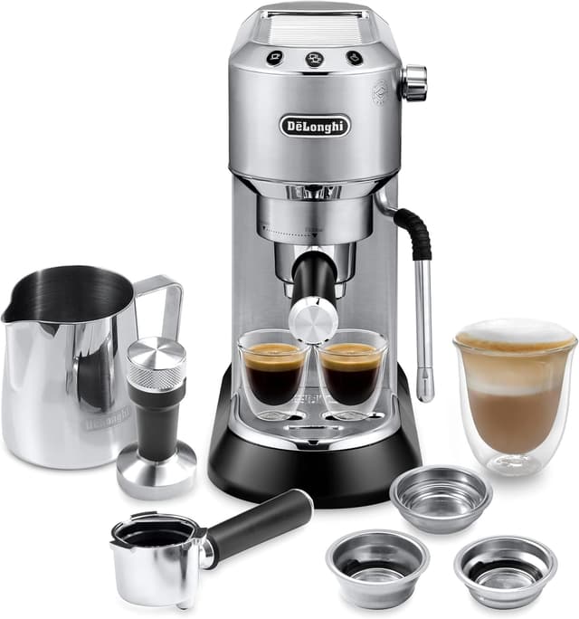 دستگاه اسپرسوساز De'Longhi با نازل فوم شیر MyLatteArt، لوله بخار دقیق و تمپر استیل مدل EC885.M دستگاه اسپرسوساز De'Longhi با نازل فوم شیر MyLatteArt، لوله بخار دقیق و تمپر استیل مدل EC885.M