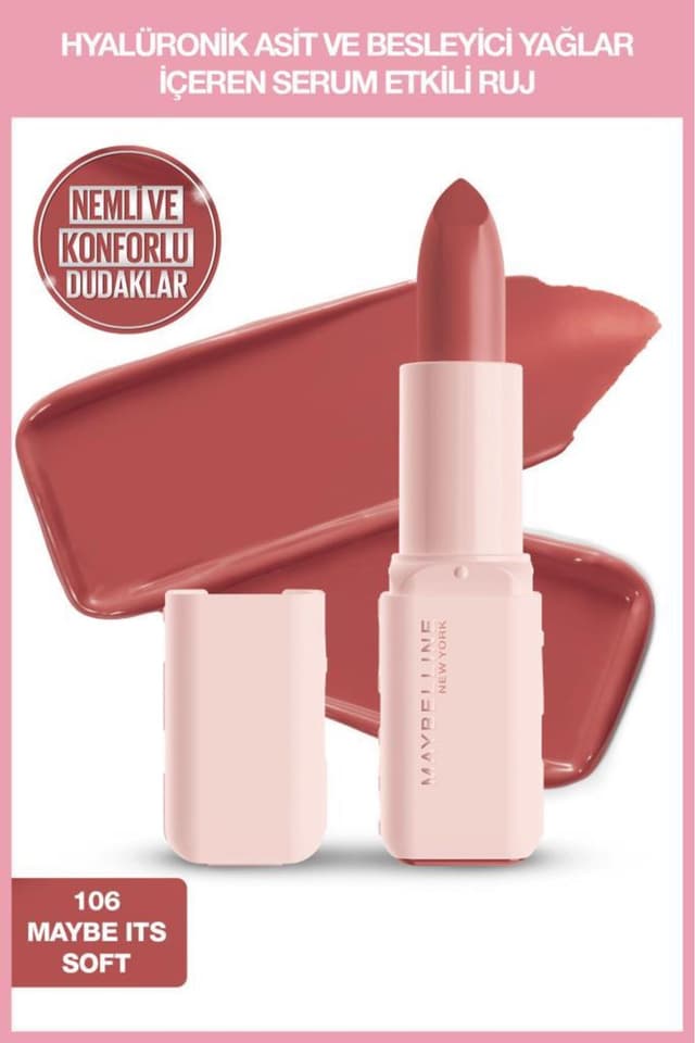 رژ لب Maybelline New York حاوی اسید هیالورونیک و روغن مغذی مدل 106 Maybe It's Soft رژ لب Maybelline New York حاوی اسید هیالورونیک و روغن مغذی مدل 106 Maybe It's Soft