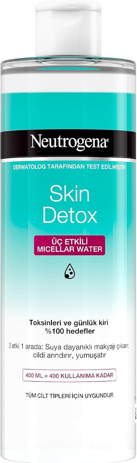 آب میسلار Neutrogena Skin Detox سهکاره پاککننده آرایش و چرک صورت، چشم، لب 400ml آب میسلار Neutrogena Skin Detox سهکاره پاککننده آرایش و چرک صورت، چشم، لب 400ml