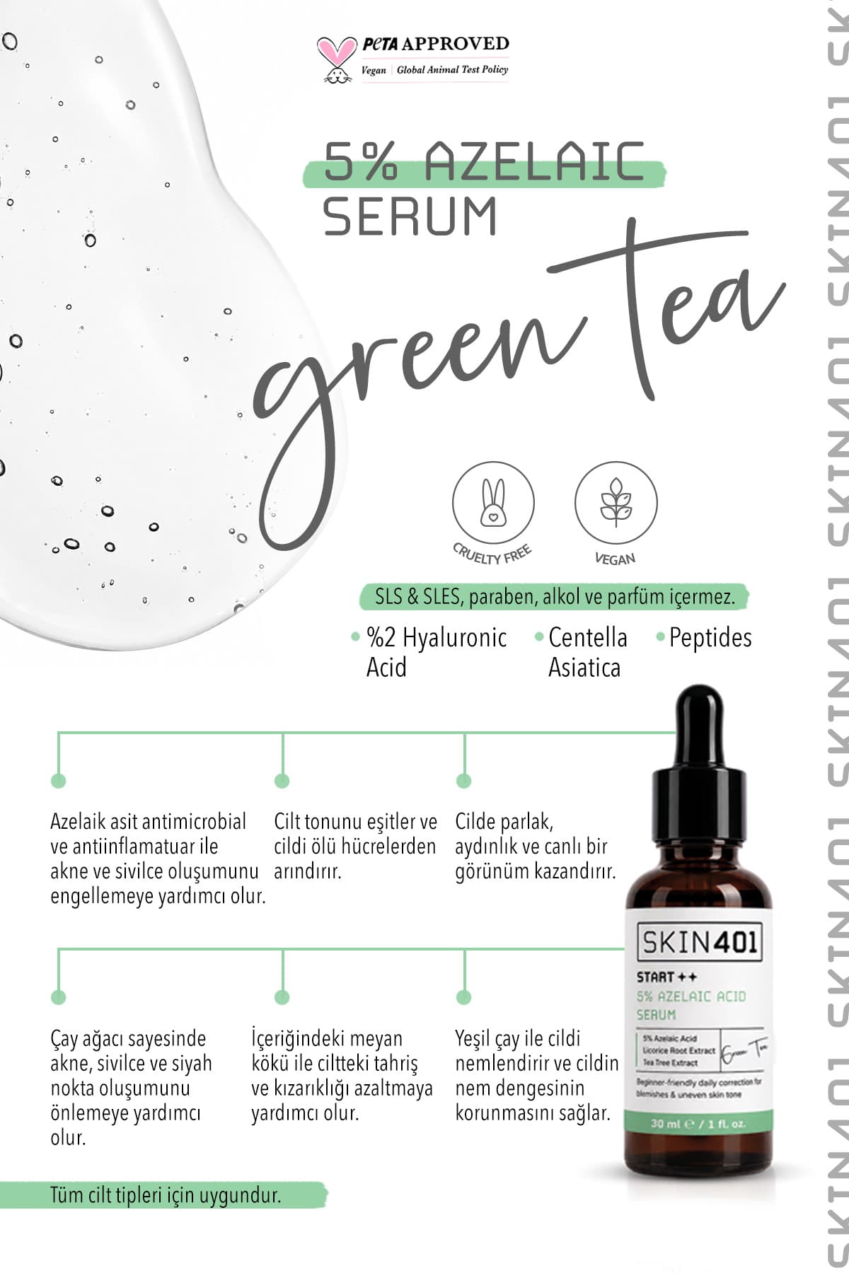 سرم روزانه Skin401 آزلائیک اسید آرامبخش %5 مدل START 30 ml سرم روزانه Skin401 آزلائیک اسید آرامبخش %5 مدل START 30 ml