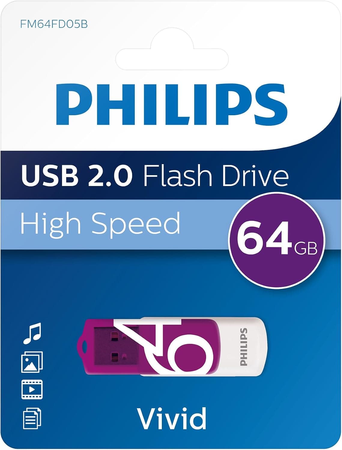فلش مموری PHILIPS Vivid Edition با درب چرخشی 64 GB USB 2.0 فلش مموری PHILIPS Vivid Edition با درب چرخشی 64 GB USB 2.0