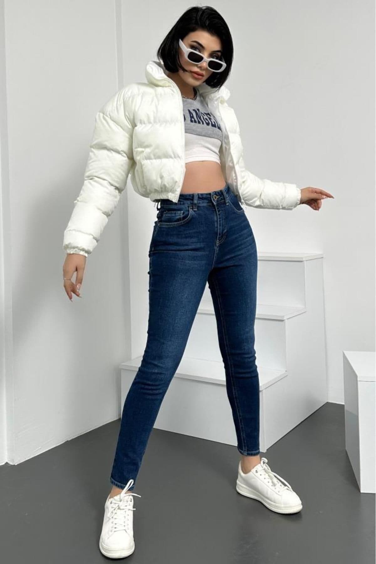 شلوار جین زنانه HLT JEANS آبی سوپر اسکینی فیت کمر بلند کشی مدل JENNİE-STEVE شلوار جین زنانه HLT JEANS آبی سوپر اسکینی فیت کمر بلند کشی مدل JENNİE-STEVE