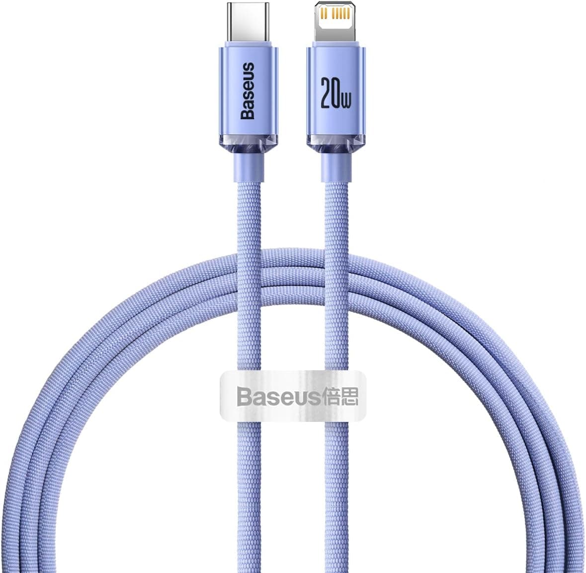 کابل شارژ Baseus USB-C به Lightning بافتهشده PD 20W بنفش 3.9ft کابل شارژ Baseus USB-C به Lightning بافتهشده PD 20W بنفش 3.9ft