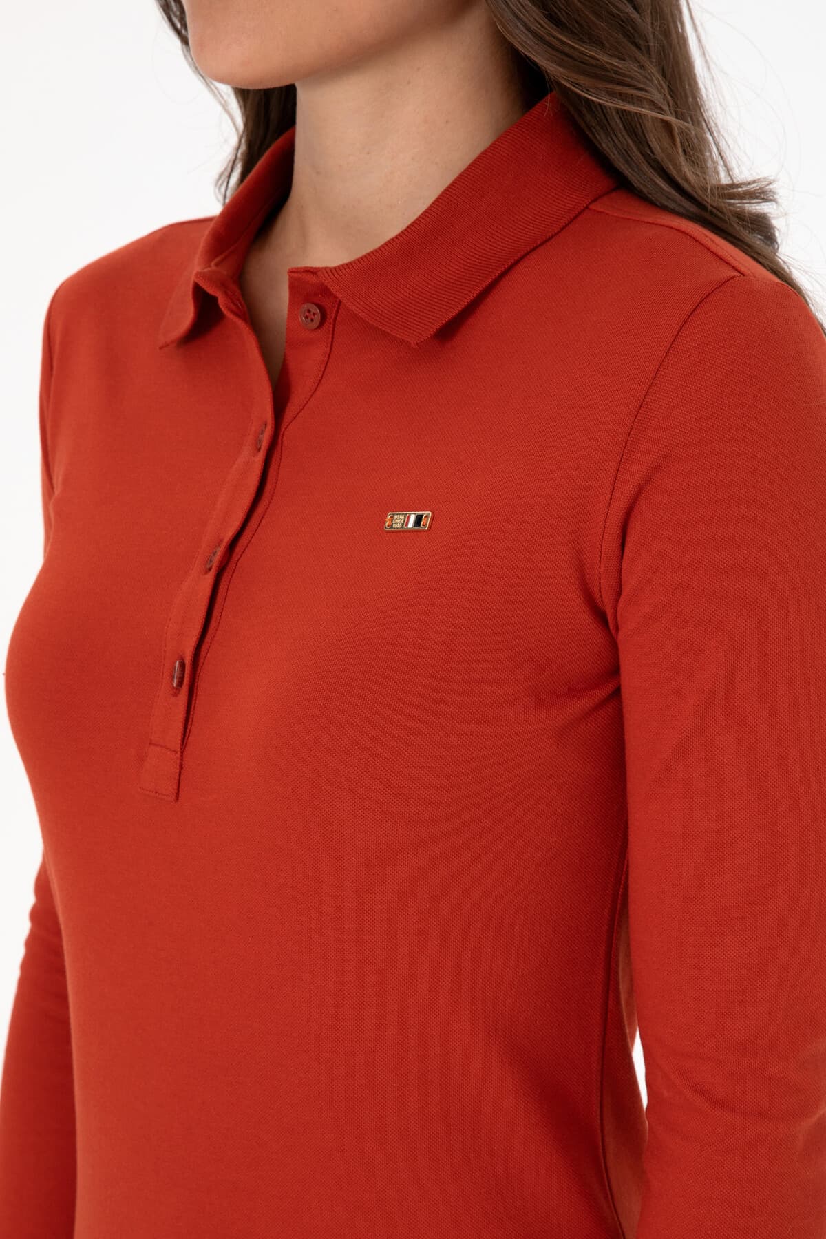 سویشرت زنانه U.S. Polo Assn. یقه پولو ساده آجری مدل 50313593-VR031 سویشرت زنانه U.S. Polo Assn. یقه پولو ساده آجری مدل 50313593-VR031