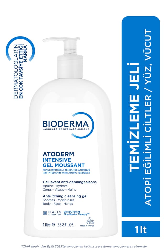 ژل شستوشوی فومی پوست خیلی خشک و مستعد آتوپی Bioderma Atoderm Intensive ترمیمکننده حاوی نیاسینامید 1 Lt ژل شستوشوی فومی پوست خیلی خشک و مستعد آتوپی Bioderma Atoderm Intensive ترمیمکننده حاوی نیاسینامید 1 Lt