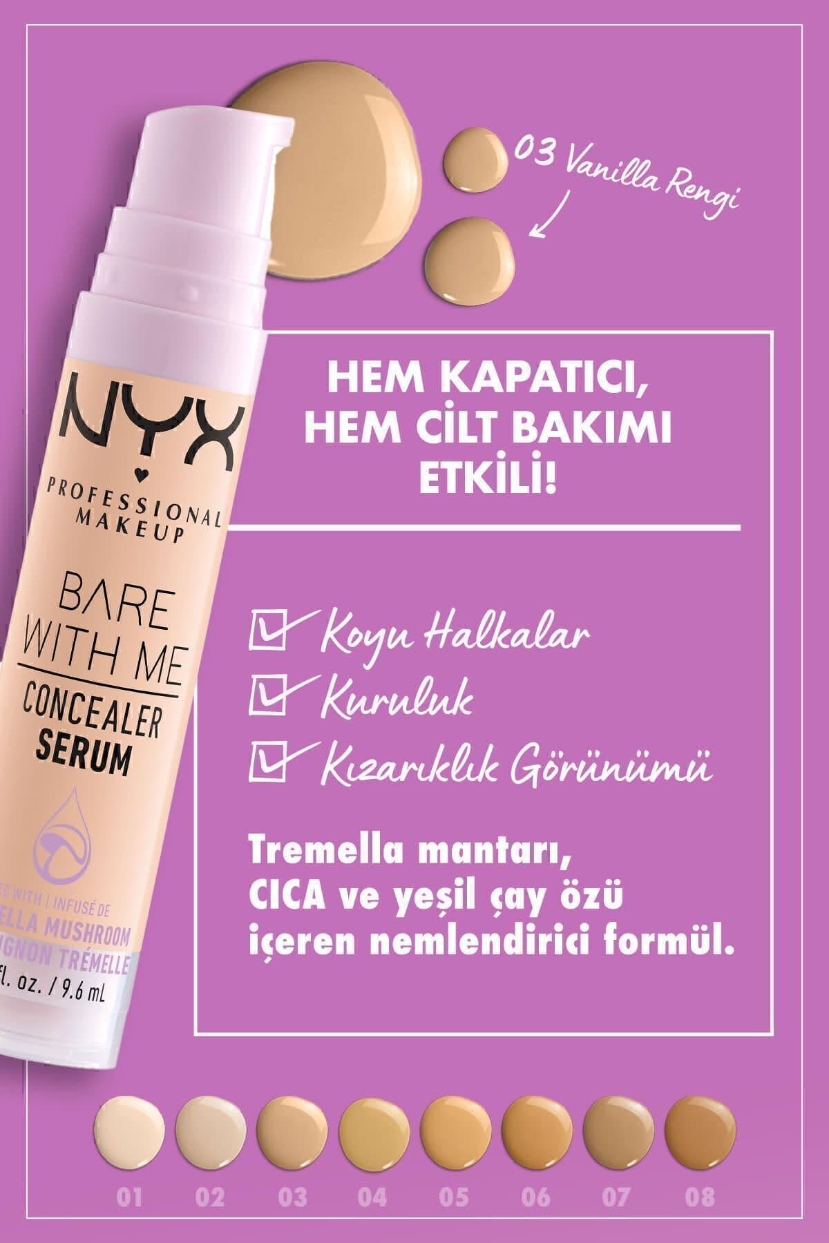 کانسیلر سرمی NYX Professional Makeup Bare With Me شماره 03 Vanilla کانسیلر سرمی NYX Professional Makeup Bare With Me شماره 03 Vanilla