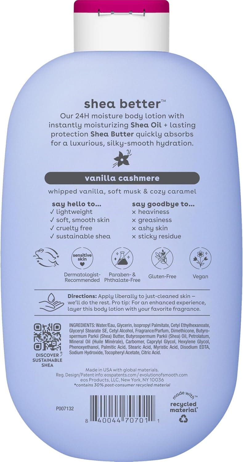 لوسیون بدن eos Shea Better Body وانیل کشمیر آبرسانی ۲۴ ساعته 16 fl oz لوسیون بدن eos Shea Better Body وانیل کشمیر آبرسانی ۲۴ ساعته 16 fl oz