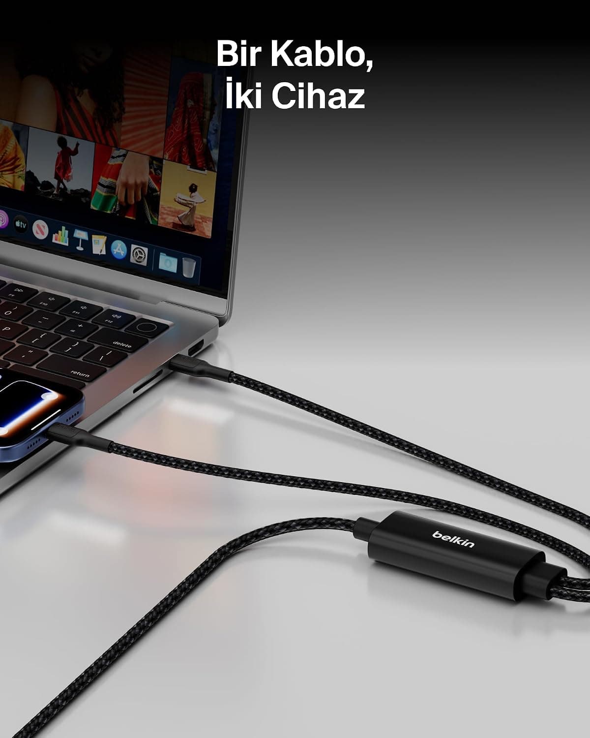 کابل شارژ مردانه Belkin دو در یک 140W USB-C مدل BoostCharge Pro کابل شارژ مردانه Belkin دو در یک 140W USB-C مدل BoostCharge Pro