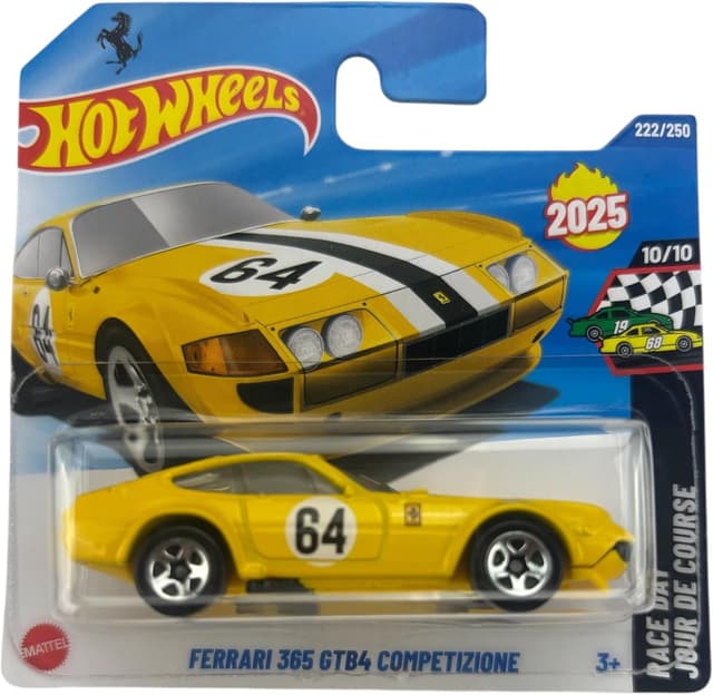 ماشین اسباببازی Hot Wheels Ferrari 365 GTB4 Competizione زرد مقیاس 1/64 مدل 2025 ماشین اسباببازی Hot Wheels Ferrari 365 GTB4 Competizione زرد مقیاس 1/64 مدل 2025