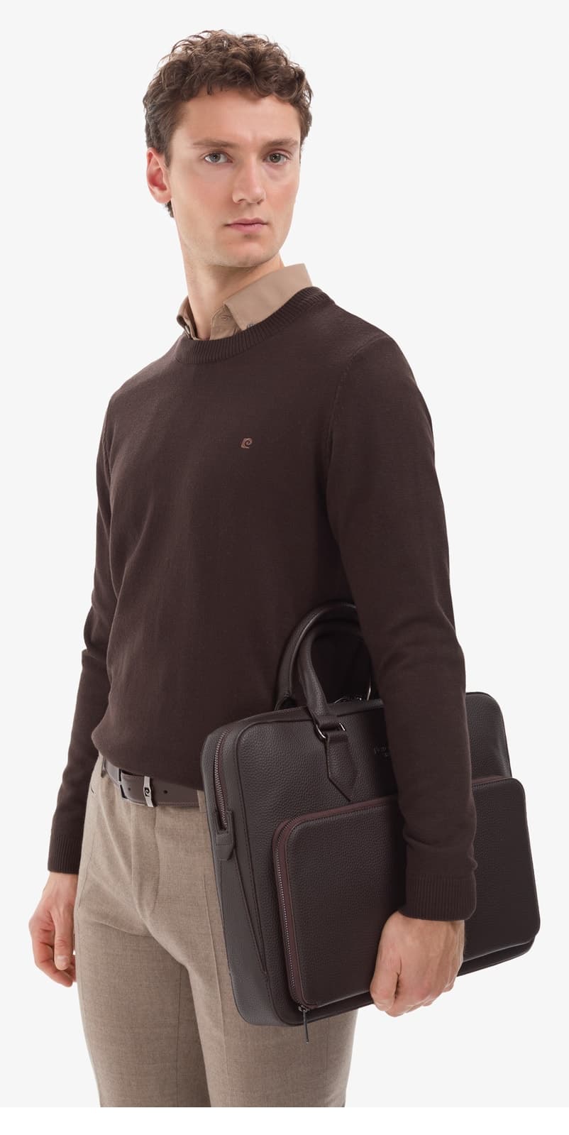 پلیور بافت مردانه Pierre Cardin قهوهای تیره اسلیم فیت یقه گرد مدل 50314192-VR084 پلیور بافت مردانه Pierre Cardin قهوهای تیره اسلیم فیت یقه گرد مدل 50314192-VR084