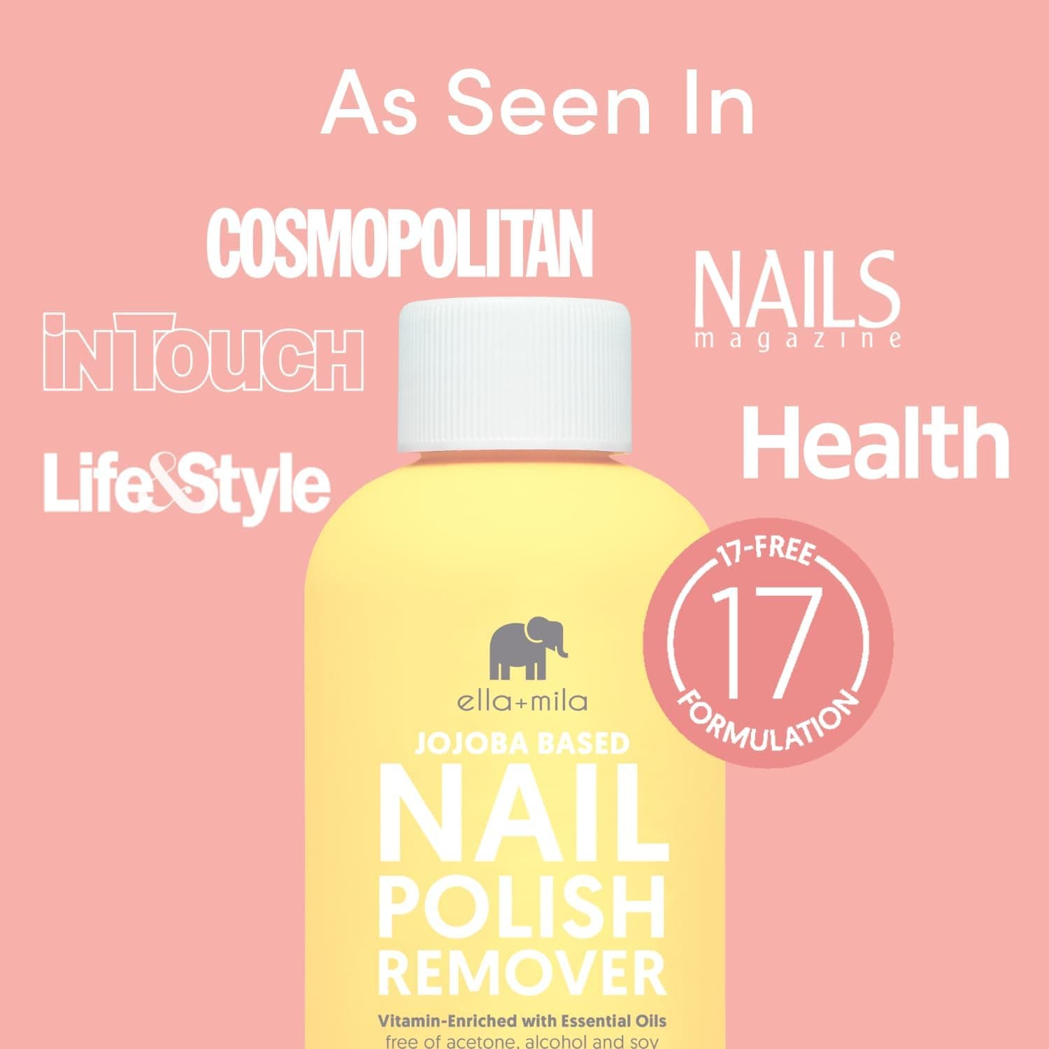 پاککننده لاک ناخن ella+mila بدون استون و غیرسمی حاوی روغن جوجوبا و ویتامینها 4 fl oz پاککننده لاک ناخن ella+mila بدون استون و غیرسمی حاوی روغن جوجوبا و ویتامینها 4 fl oz