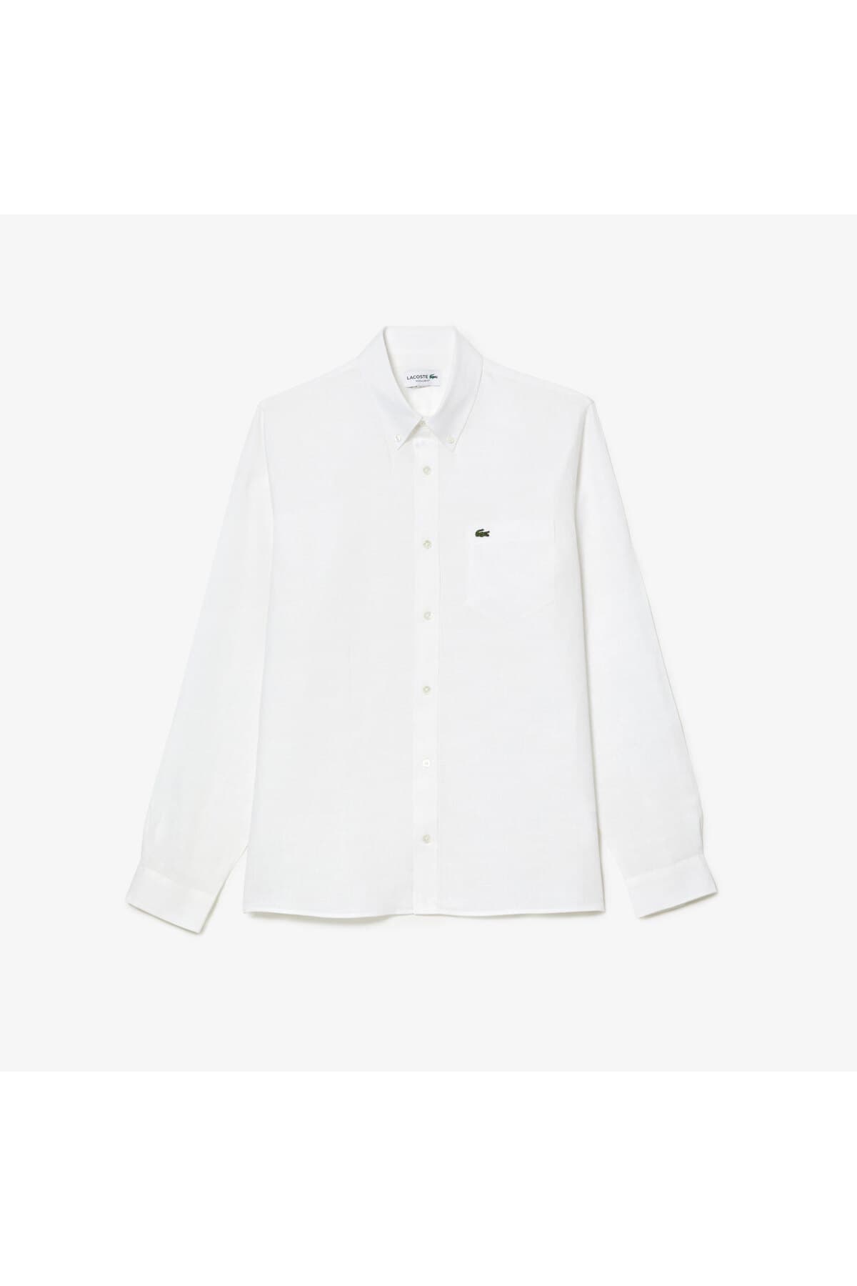 پیراهن مردانه Lacoste کتان سفید یقه دکمهدار فیت معمولی پیراهن مردانه Lacoste کتان سفید یقه دکمهدار فیت معمولی