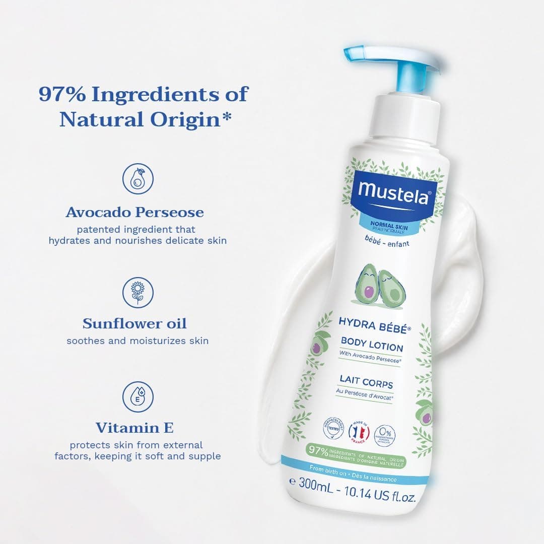 لوسیون بدن کودک Mustela مرطوبکننده روزانه Hydra Bebe 300ml لوسیون بدن کودک Mustela مرطوبکننده روزانه Hydra Bebe 300ml