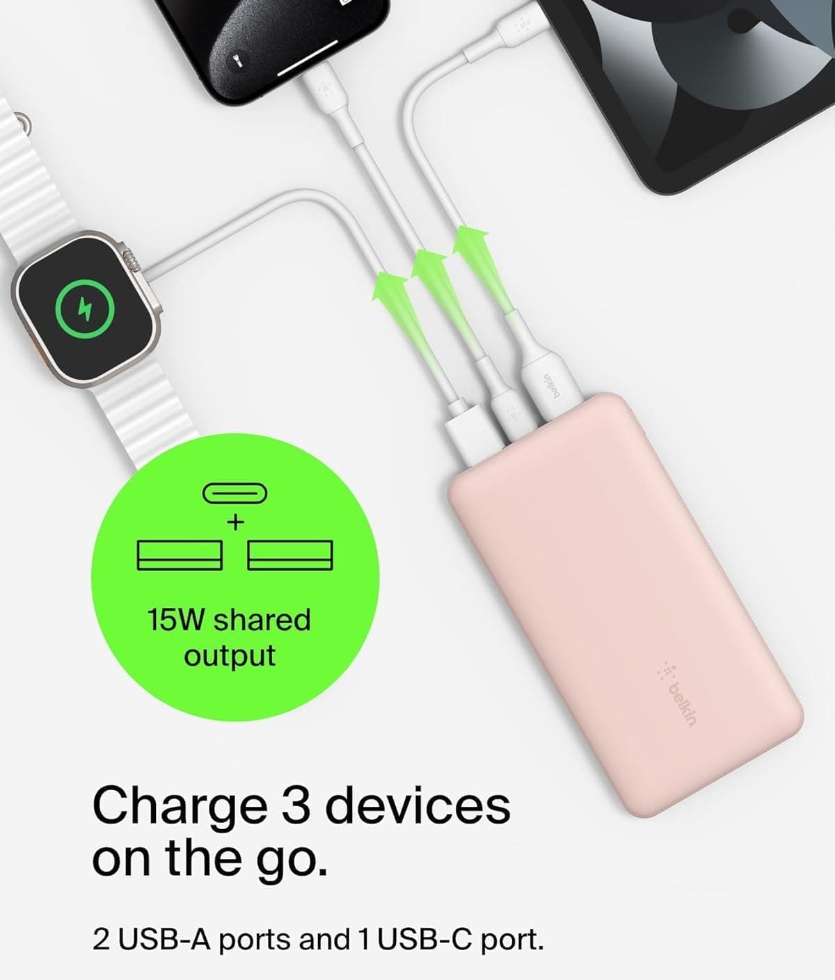 پاوربانک Belkin 10K رنگ رز پاوربانک Belkin 10K رنگ رز