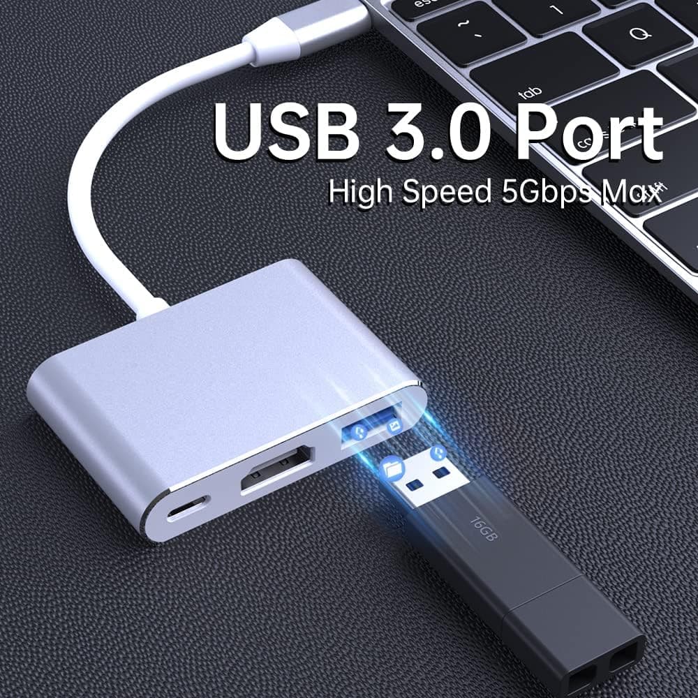 آداپتور USB coverzone Type-c 3in1 با HDMI 4K و USB 3.0 سازگار با لپتاپ و Macbook مدل TC-23 آداپتور USB coverzone Type-c 3in1 با HDMI 4K و USB 3.0 سازگار با لپتاپ و Macbook مدل TC-23