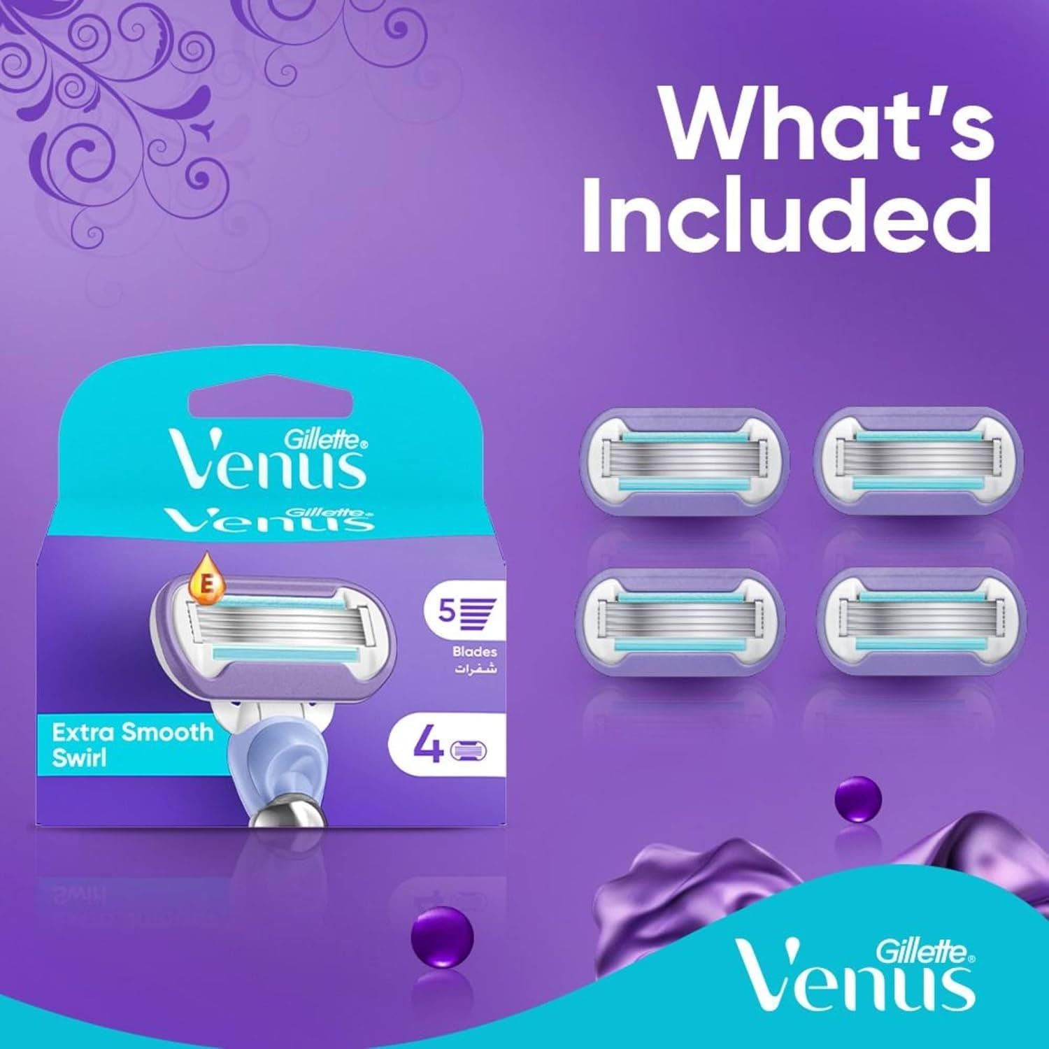 تیغ یدک زنانه Gillette Venus Swirl Flexiball 4 Count تیغ یدک زنانه Gillette Venus Swirl Flexiball 4 Count