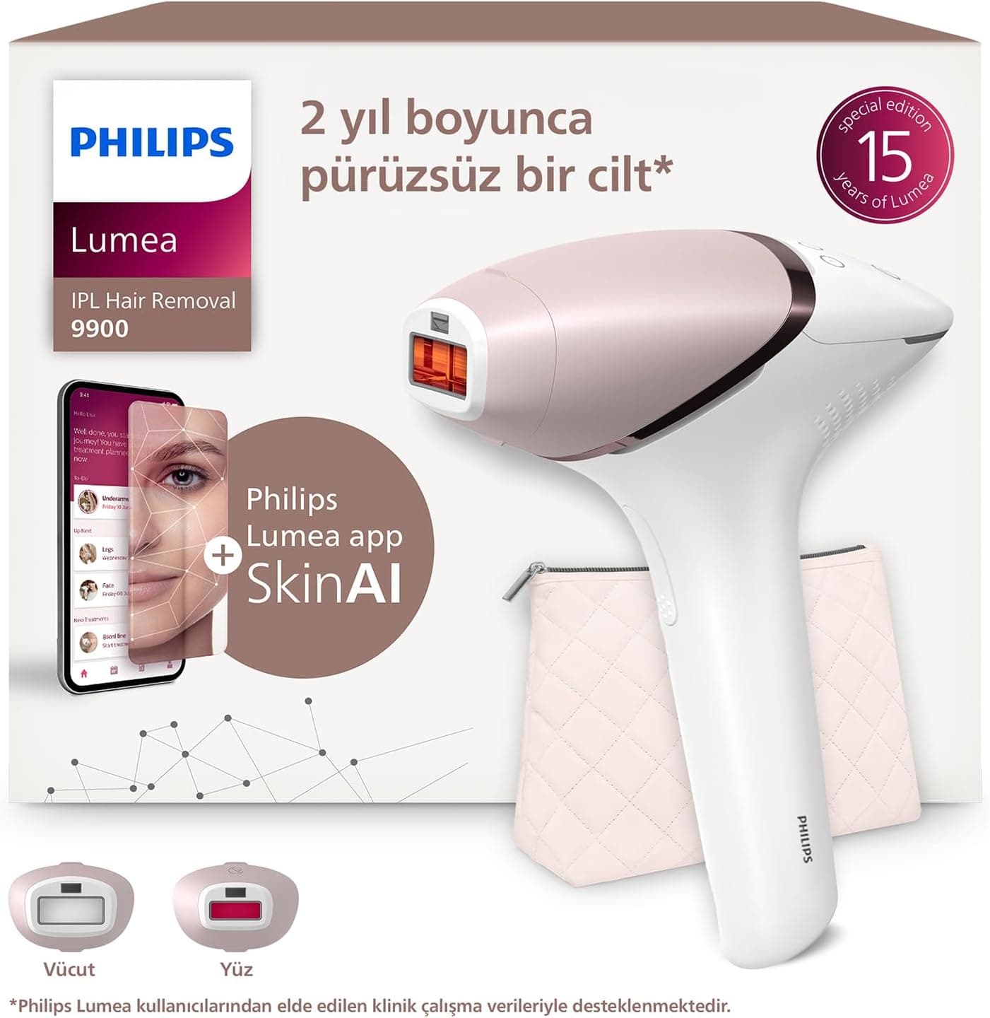 دستگاه رفع موهای زائد IPL Philips سری Lumea 9900 با اپلیکیشن SkinAI، مدل BRI953/01، 3 سری و کیف دستگاه رفع موهای زائد IPL Philips سری Lumea 9900 با اپلیکیشن SkinAI، مدل BRI953/01، 3 سری و کیف