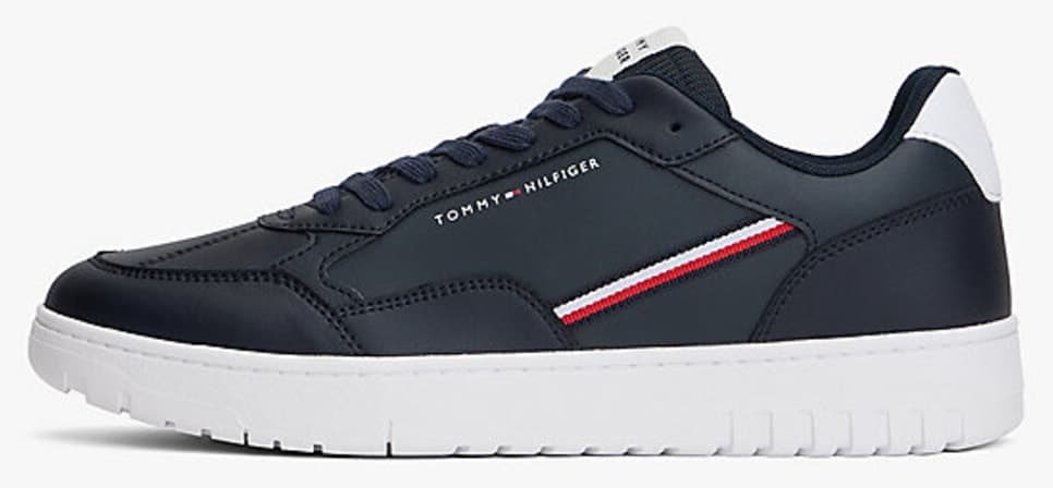 کفش کتانی مردانه Tommy Hilfiger Basket Core Stripe ساق کوتاه آبی صحرایی کفش کتانی مردانه Tommy Hilfiger Basket Core Stripe ساق کوتاه آبی صحرایی