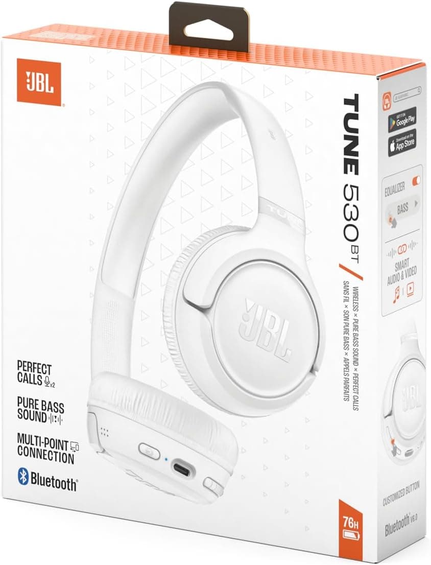 هدفون بیسیم JBL مدل Tune 530BT با قابلیت Multi Connect سفید هدفون بیسیم JBL مدل Tune 530BT با قابلیت Multi Connect سفید