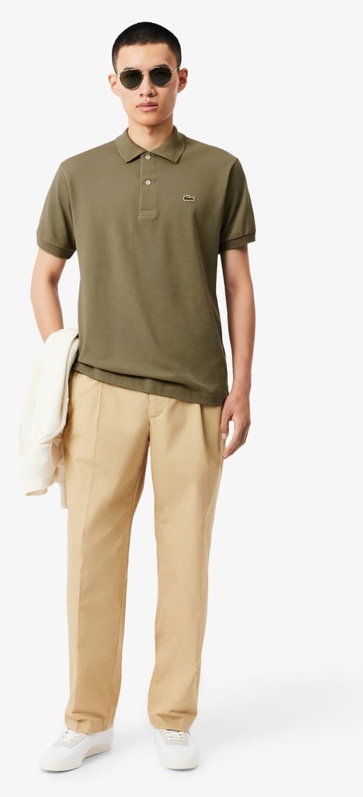 پولو مردانه Lacoste فیت کلاسیک خاکی مدل L.12.12 پولو مردانه Lacoste فیت کلاسیک خاکی مدل L.12.12