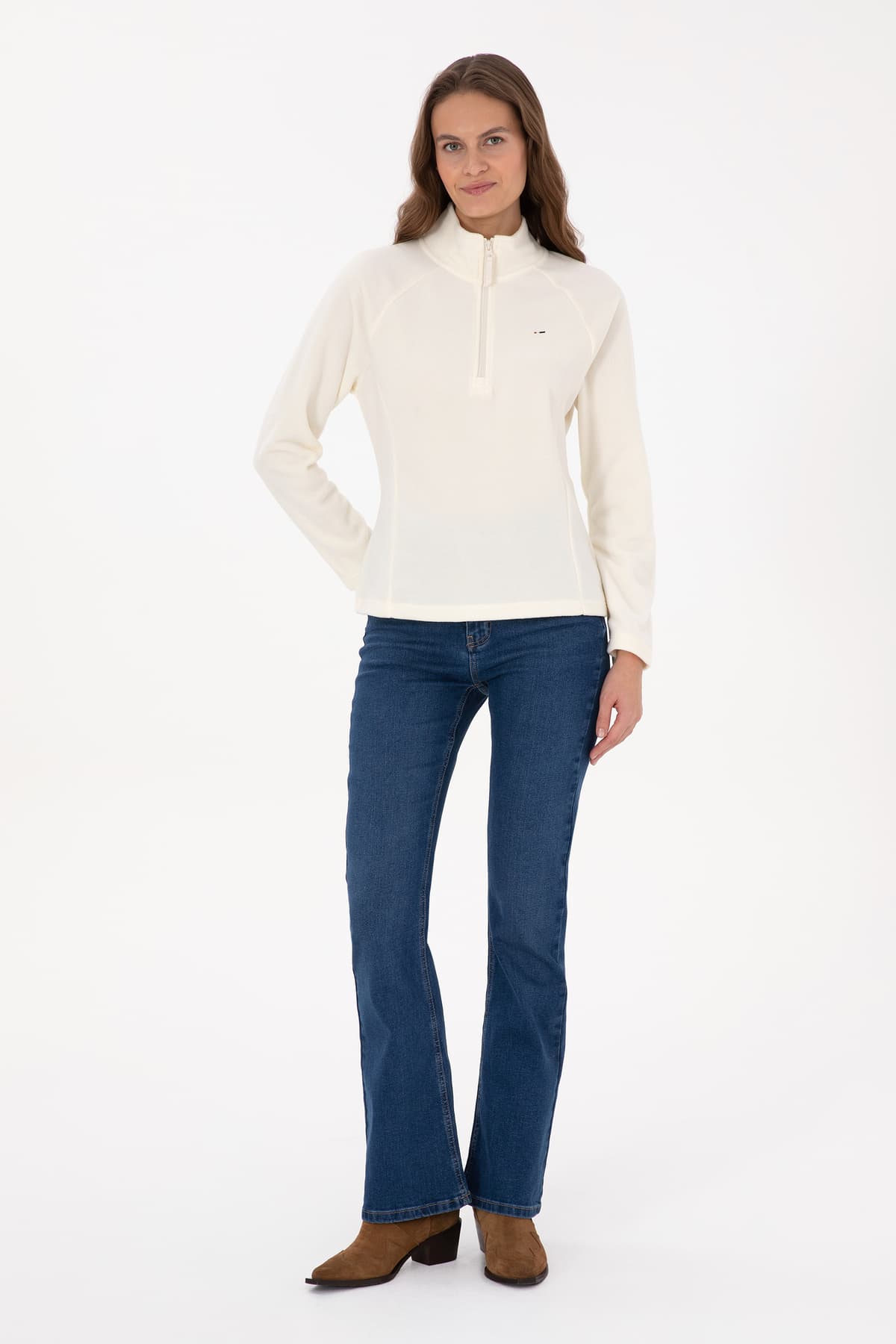 سوئیشرت پولار زنانه U.S. Polo Assn. کرم با زیپ یقه ایستاده مدل 50316714-VR256 سوئیشرت پولار زنانه U.S. Polo Assn. کرم با زیپ یقه ایستاده مدل 50316714-VR256