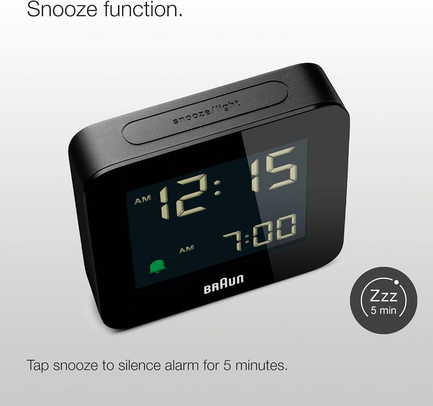 ساعت دیجیتال Braun Crescence مشکی با تعویق زنگ، LCD منفی، تنظیم سریع مدل BC09B ساعت دیجیتال Braun Crescence مشکی با تعویق زنگ، LCD منفی، تنظیم سریع مدل BC09B