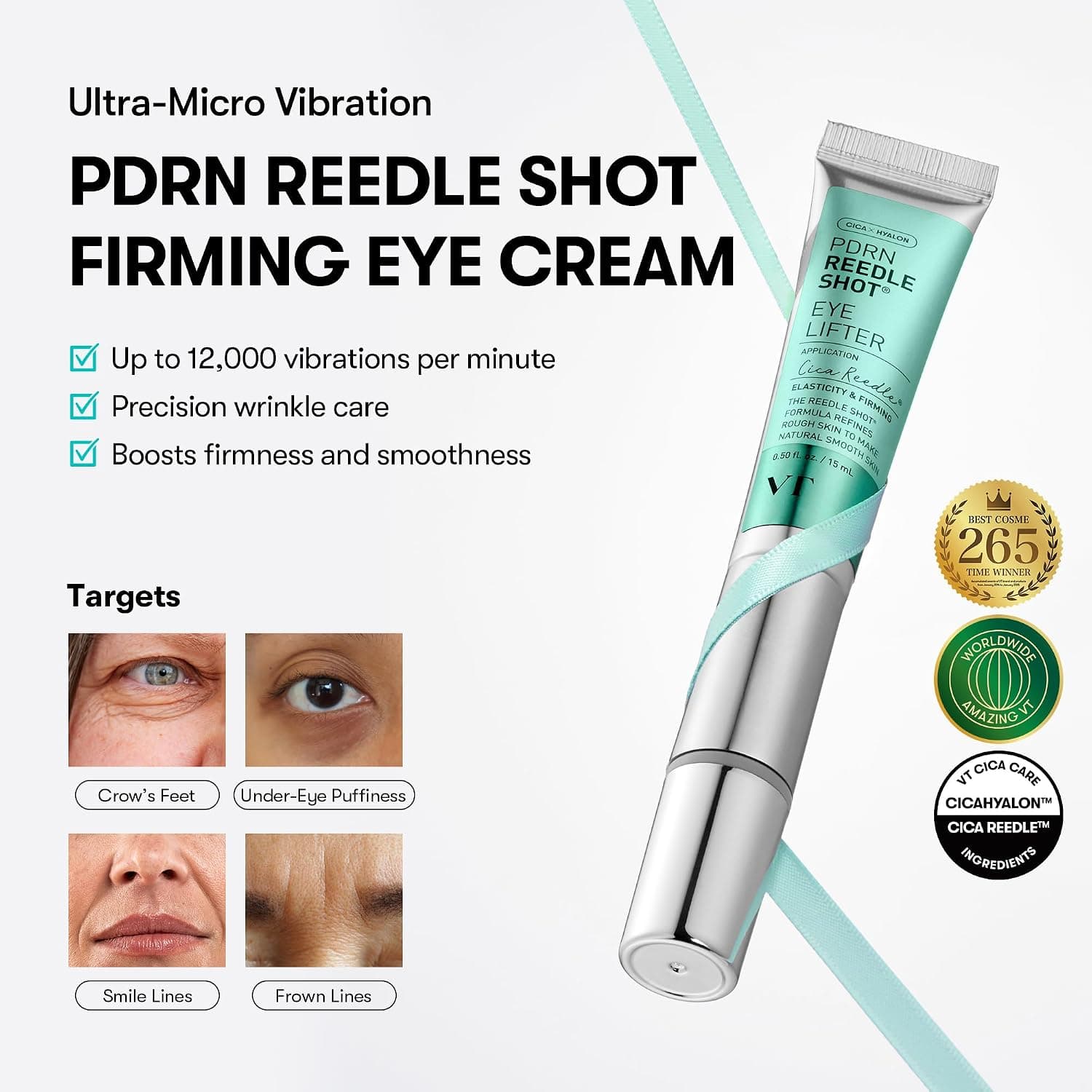 کرم دور چشم VT PDRN REEDLE SHOT EYE LIFTER 15ml با اثر بالابرندگی کرم دور چشم VT PDRN REEDLE SHOT EYE LIFTER 15ml با اثر بالابرندگی