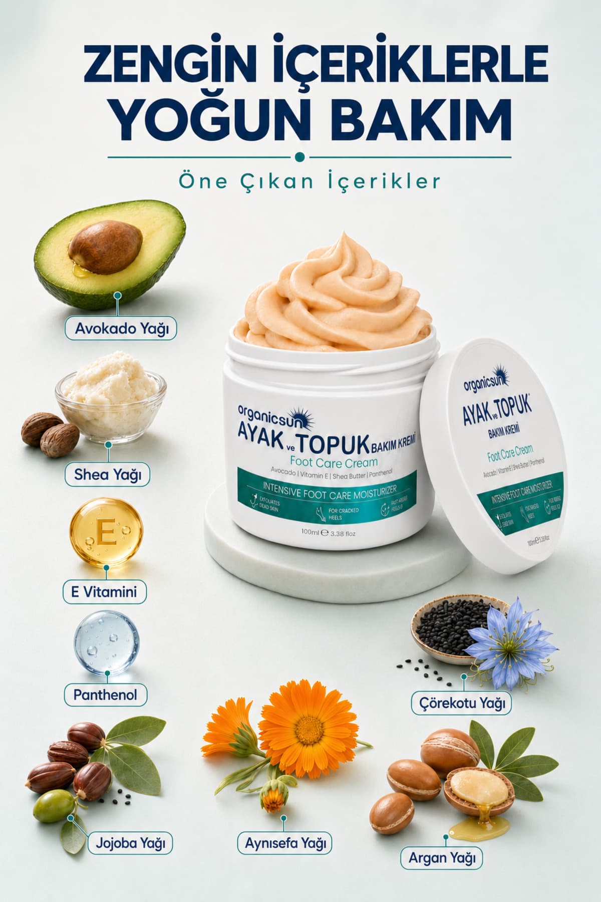 کرم ترک پا و پاشنه Organicsun برای بوی پا و مراقبت از ناخن با روغن آووکادو و شیباتر 100ml کرم ترک پا و پاشنه Organicsun برای بوی پا و مراقبت از ناخن با روغن آووکادو و شیباتر 100ml