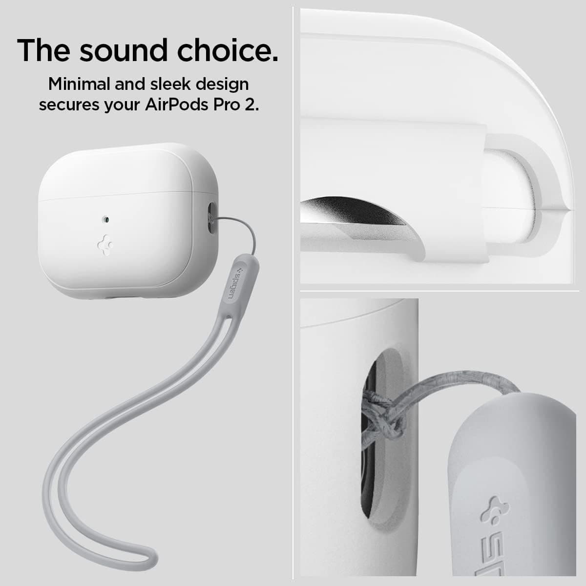 قاب ایرپاد Spigen Silicone Fit سازگار با AirPods Pro 2/1 بند سفید مدل ACS05811 قاب ایرپاد Spigen Silicone Fit سازگار با AirPods Pro 2/1 بند سفید مدل ACS05811