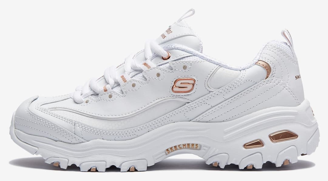 کفش اسنیکرز زنانه Skechers D'lites Biggest Fan سفید/صورتی/طلایی مدل 11931 WTRG کفش اسنیکرز زنانه Skechers D'lites Biggest Fan سفید/صورتی/طلایی مدل 11931 WTRG