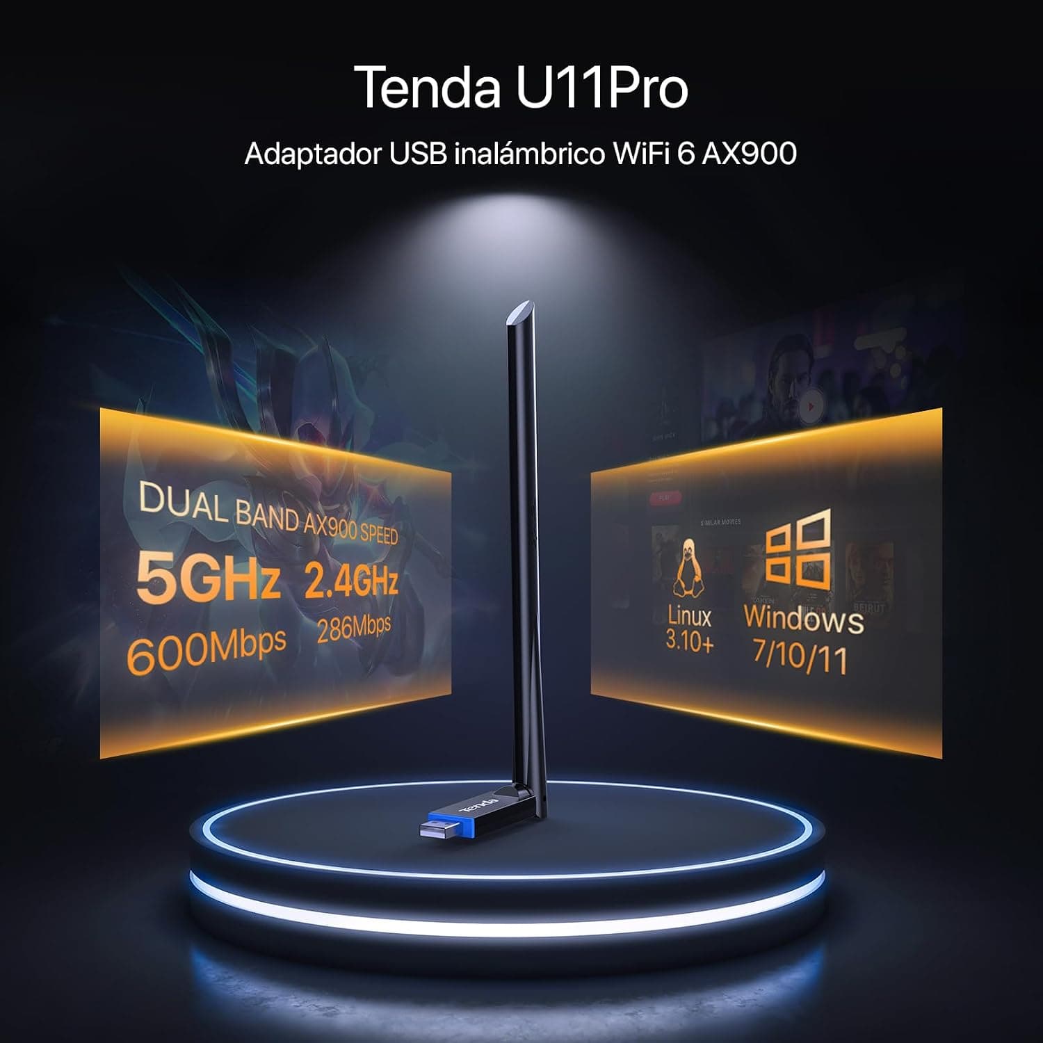 آداپتور USB شبکه بیسیم کامپیوتر Tenda دو بانده AX900 WiFi 6 با آنتن خارجی 6dBi مدل U11 Pro آداپتور USB شبکه بیسیم کامپیوتر Tenda دو بانده AX900 WiFi 6 با آنتن خارجی 6dBi مدل U11 Pro