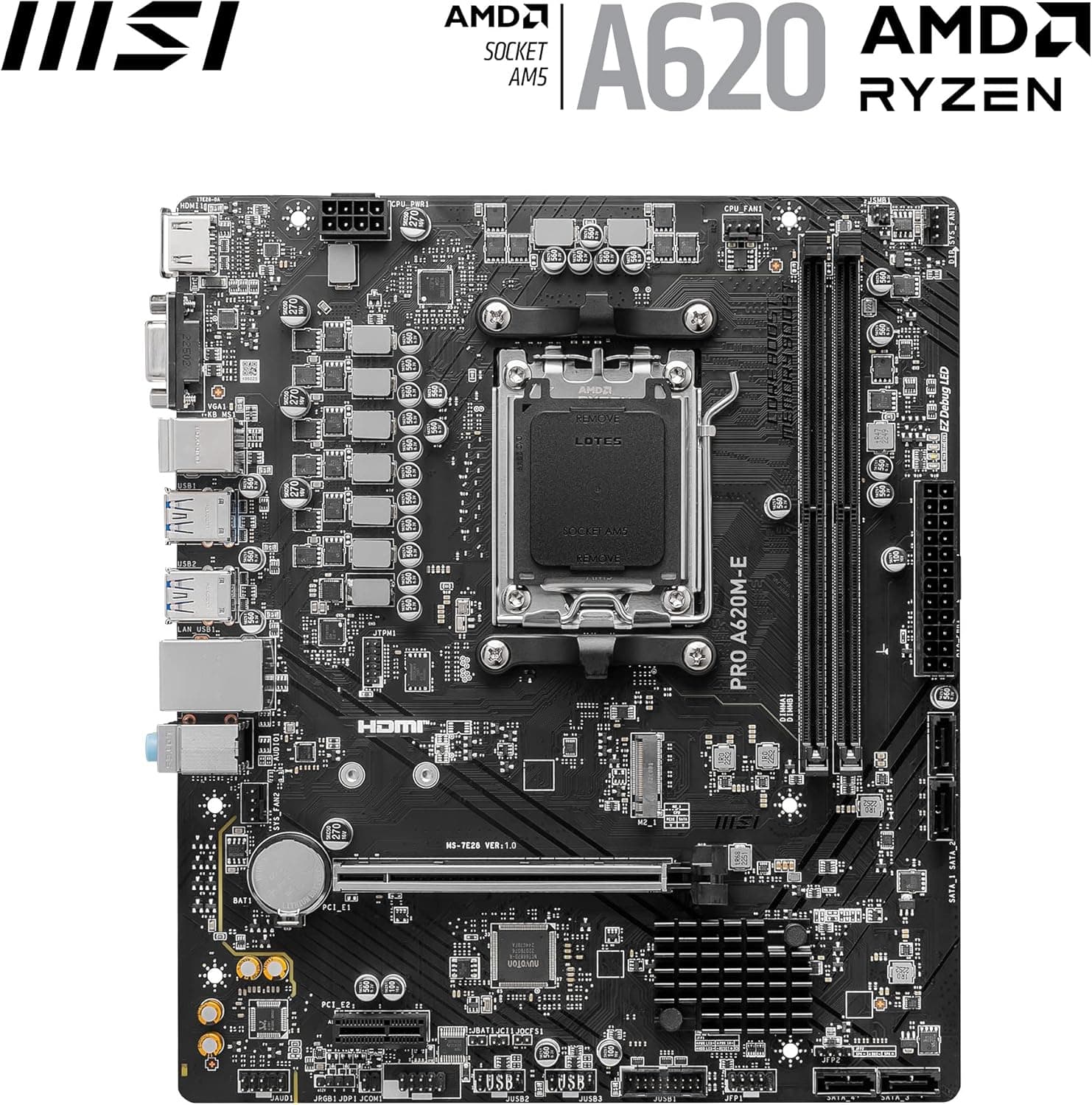 مادربرد MSI مدل PRO A620M-E سوکت AM5 DDR5 6000(OC) MHz mATX مادربرد MSI مدل PRO A620M-E سوکت AM5 DDR5 6000(OC) MHz mATX